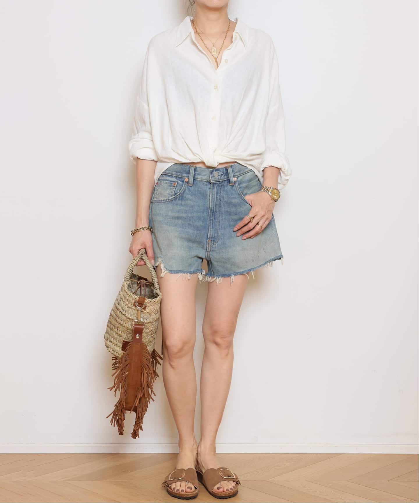 MICAELA SPADONI/ミカエラスパドーニ】SUEDE FRINGE BASKET(S)（かご