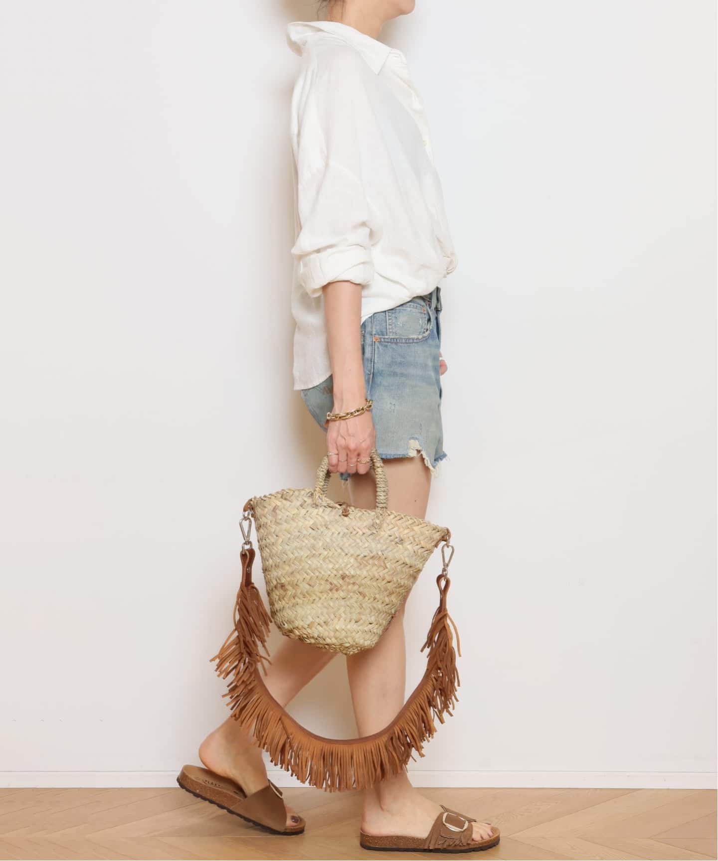MICAELA SPADONI/ミカエラスパドーニ】SUEDE FRINGE BASKET(S)（かご
