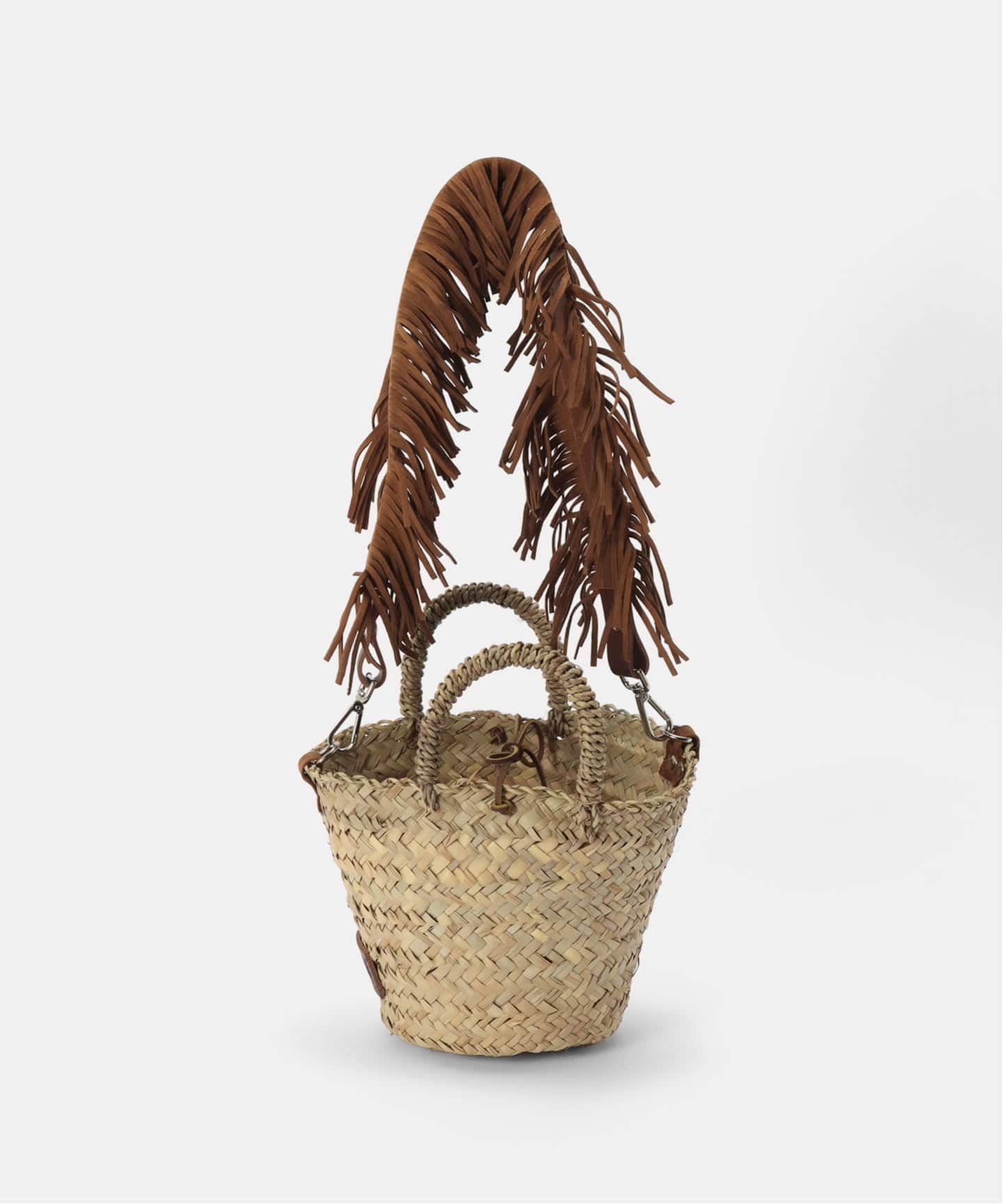 さえら✨ヒスクロ－ネ✨レースのかごバッグ MICAELA SPADONI/ミカエラスパドーニ】SUEDE FRINGE BASKET(S)（かご
