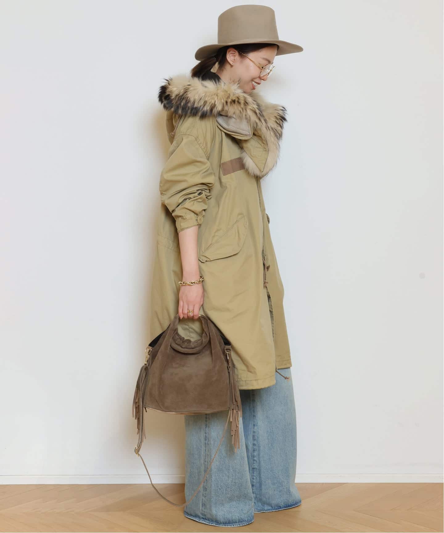AULENTTI/オウレンティ】SUEDE FRINGE RING バッグ（ショルダーバッグ