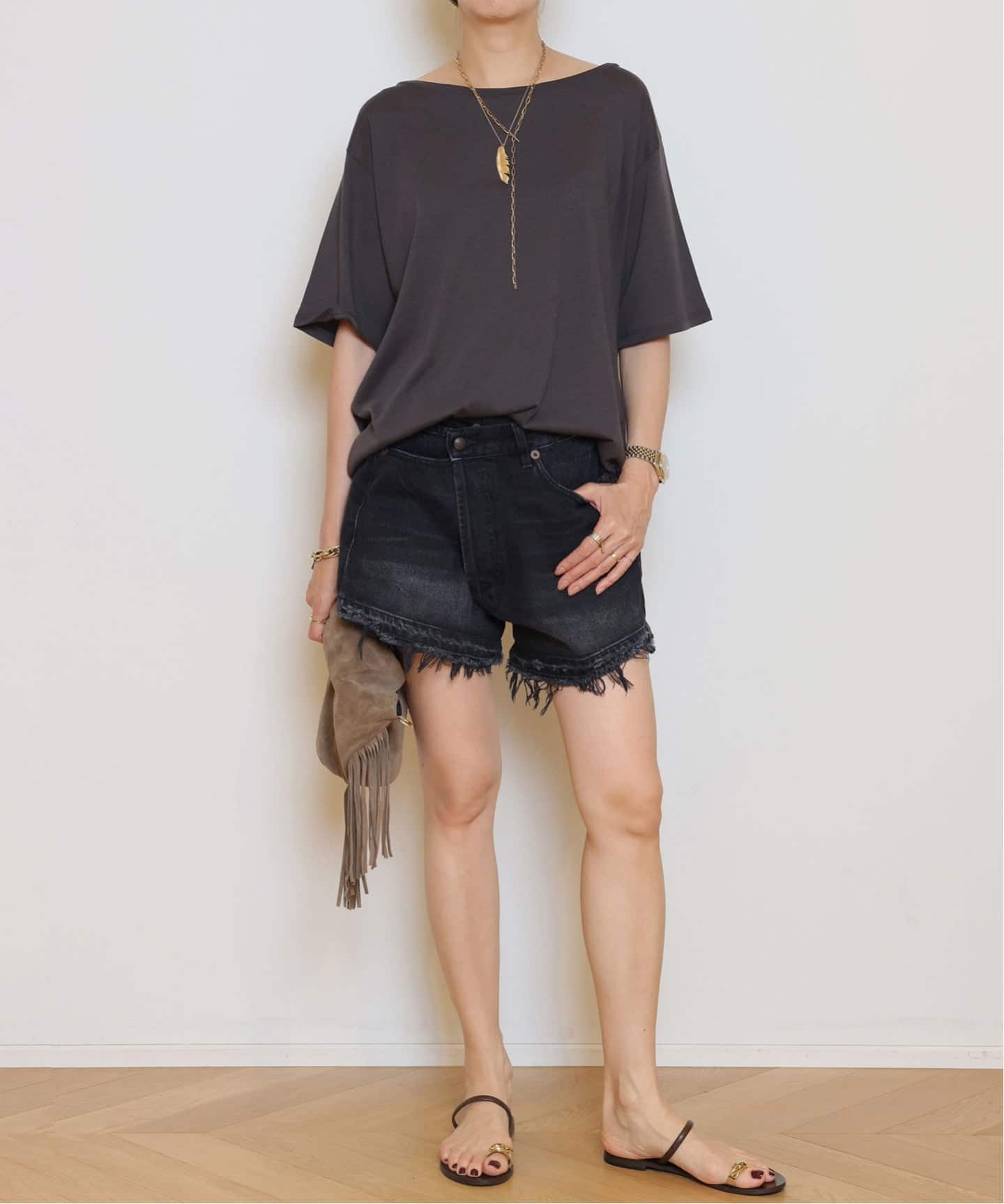 AULENTTI/オウレンティ】SUEDE FRINGE RING バッグ（ショルダーバッグ