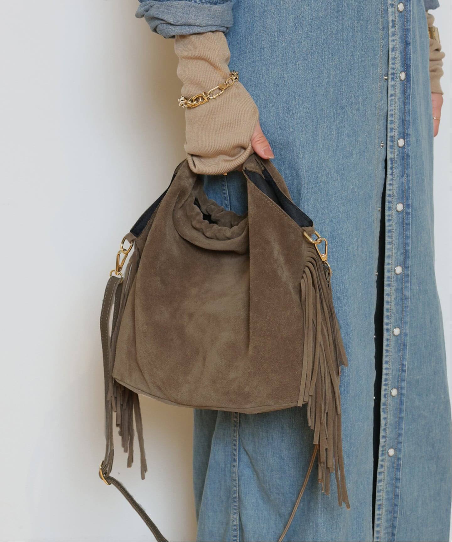 AULENTTI/オウレンティ】SUEDE FRINGE RING バッグ（ショルダーバッグ 
