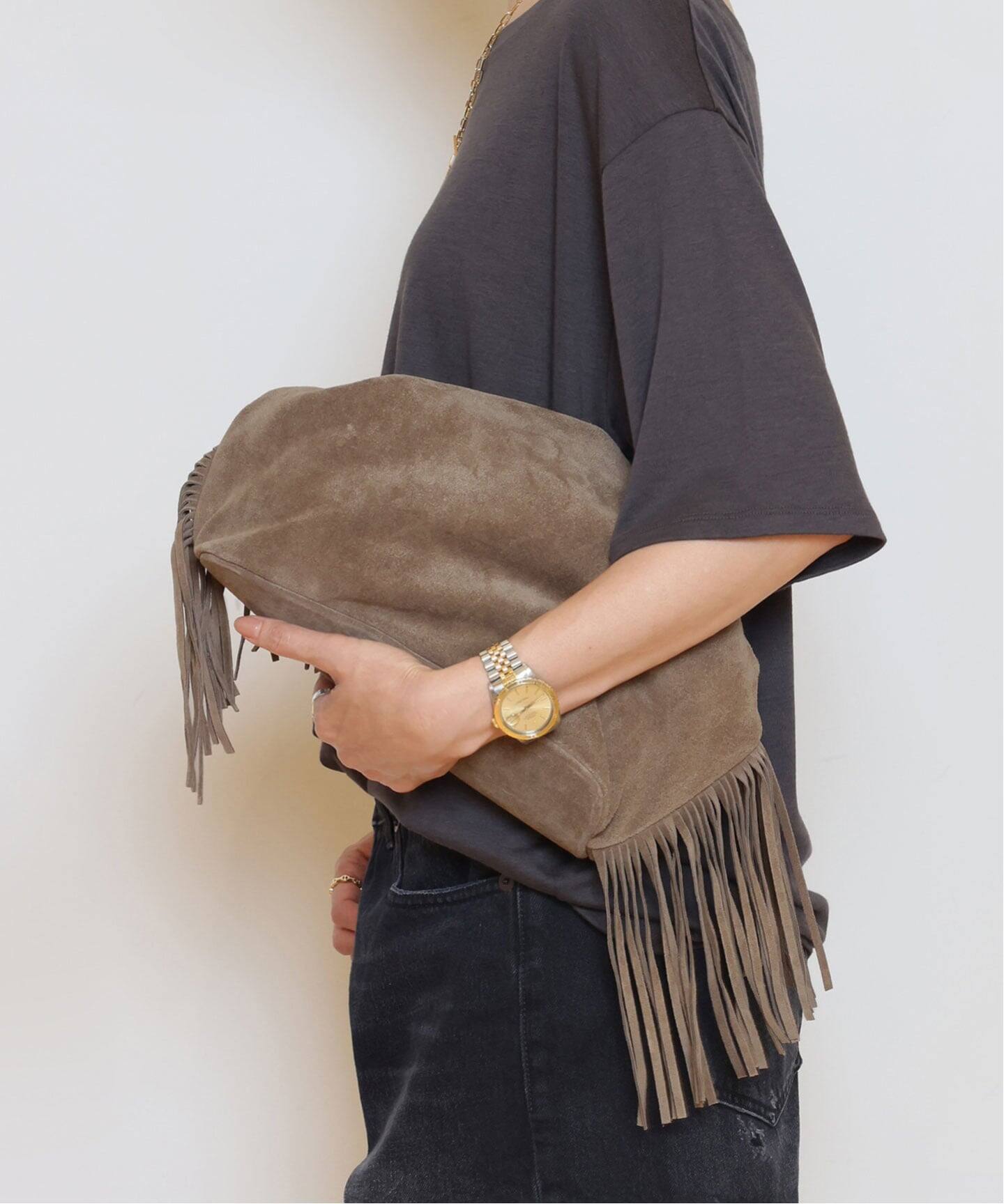 AULENTTI/オウレンティ】SUEDE FRINGE RING バッグ（ショルダーバッグ