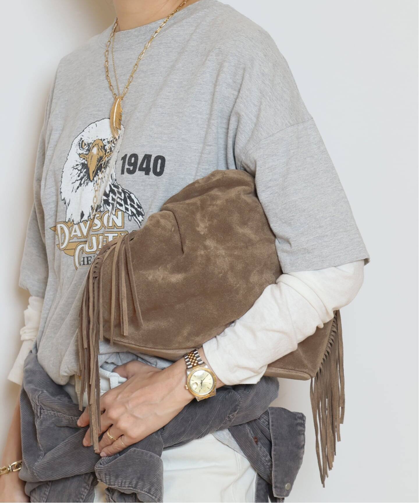 AULENTTI/オウレンティ】SUEDE FRINGE RING バッグ（ショルダーバッグ 