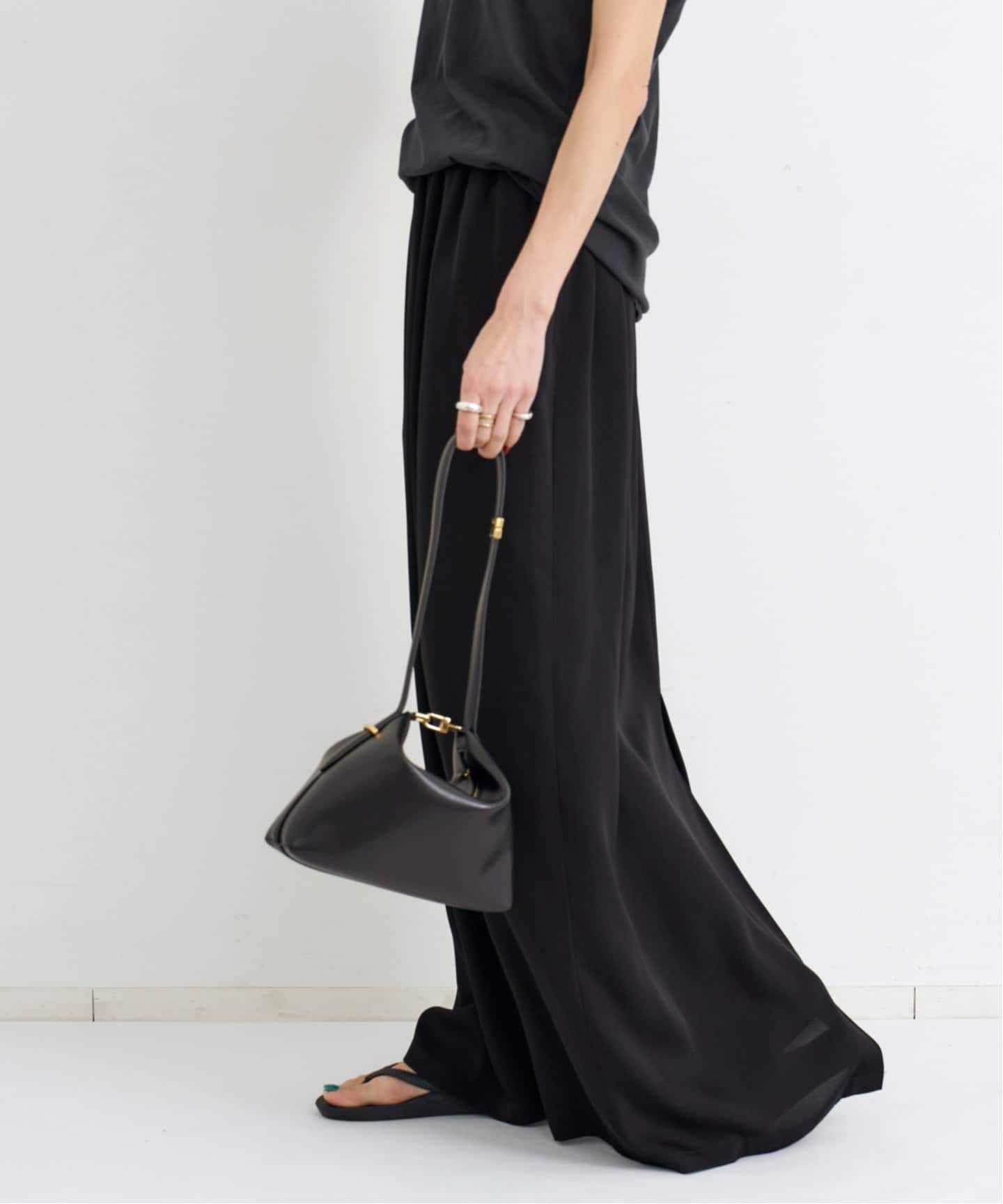 H8954P ▼L\'Appartement アパルトモン▼ Rib Slit T/N KNIT アシンメトリー タートルネック スリット ウールカシミヤニット 茶 秋冬 rb