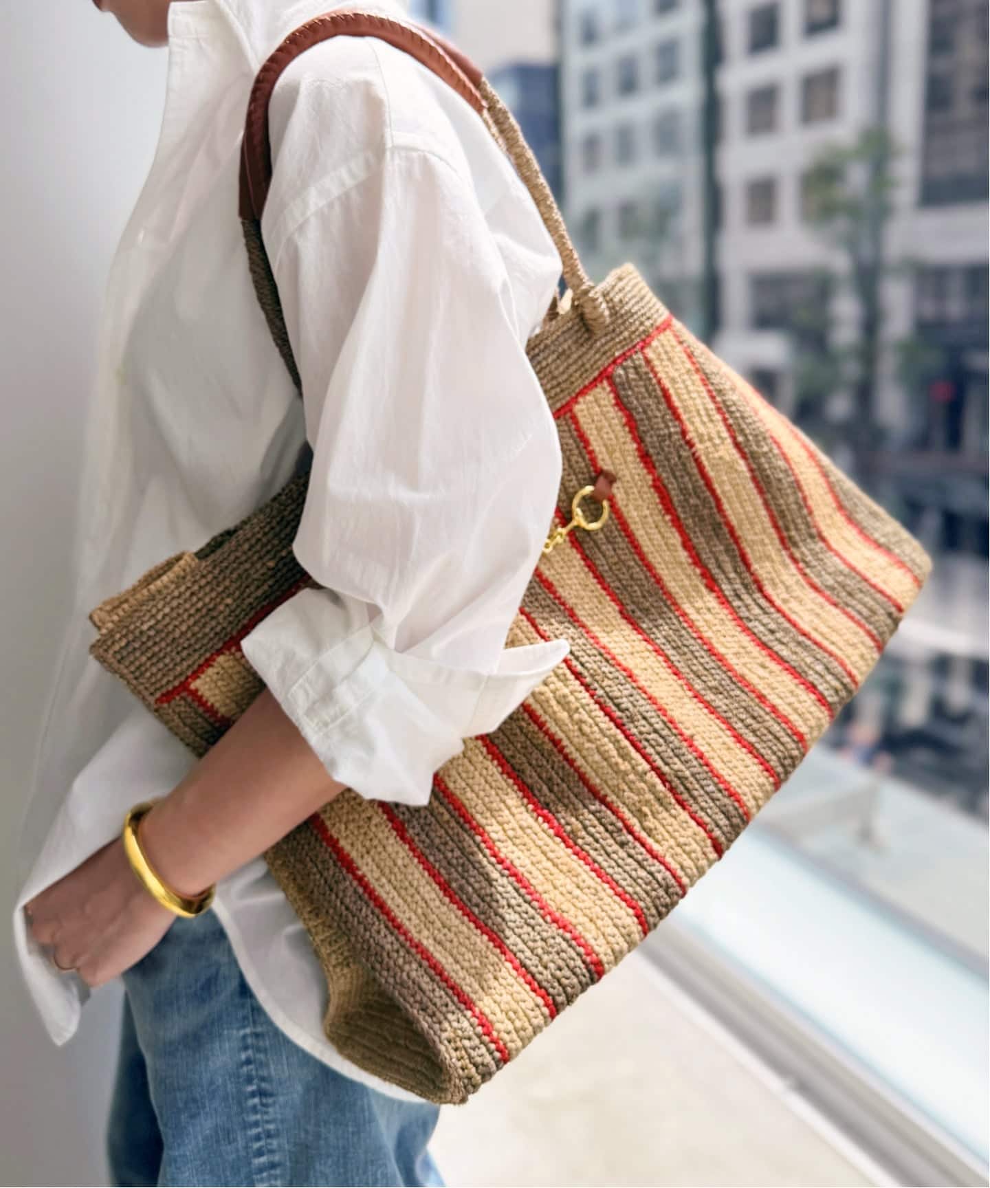 A POINT/アーポワン】 BEACH RAFFIA TOTE（かごバッグ）｜L