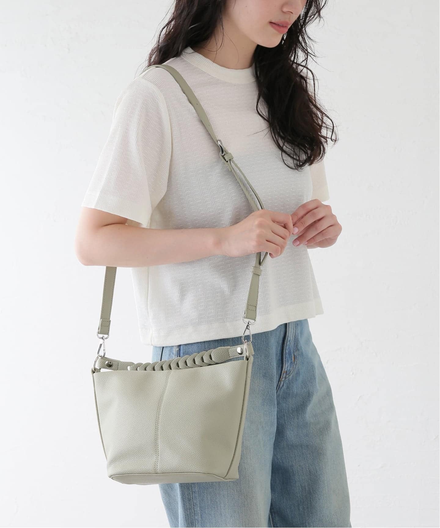 MIAN / ミアン 編み込みハンドル2WAYショルダーバッグ（ショルダー