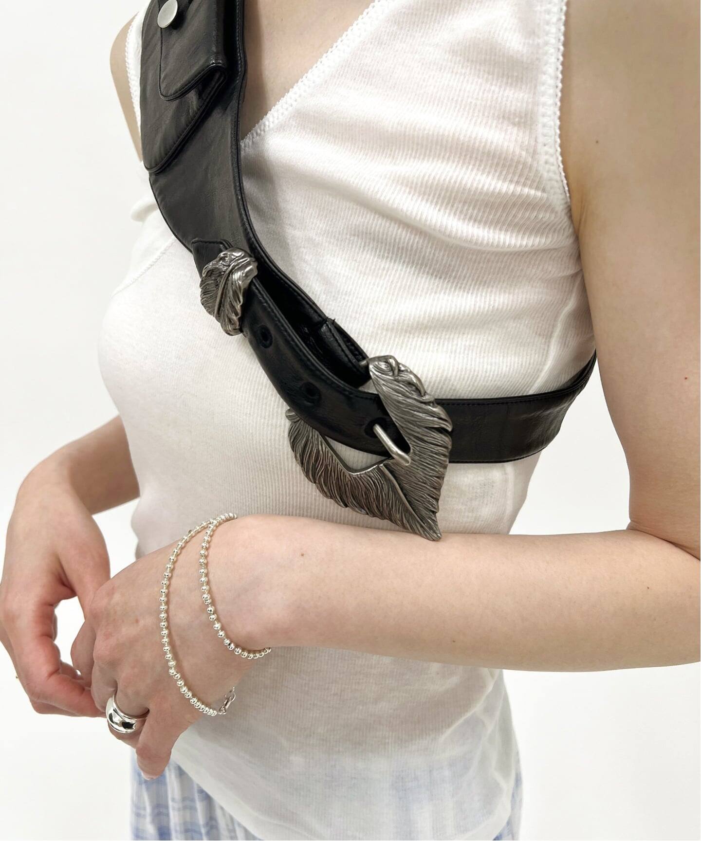 YUHAN WANG/ユハン ワン】waist eco leather bag（ウェストポーチ