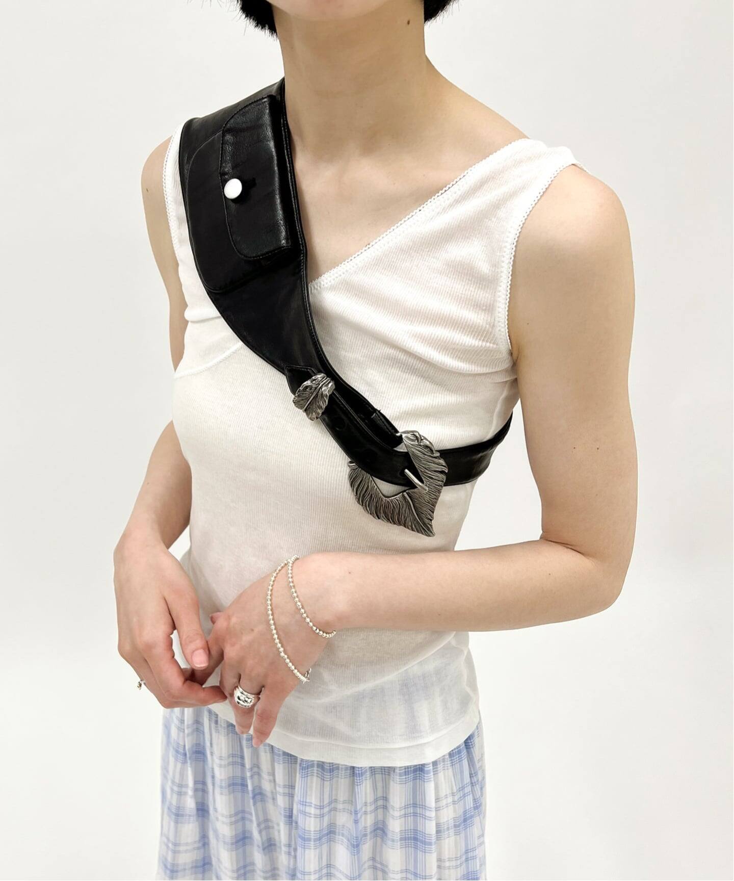YUHAN WANG/ユハン ワン】waist eco leather bag（ウェストポーチ