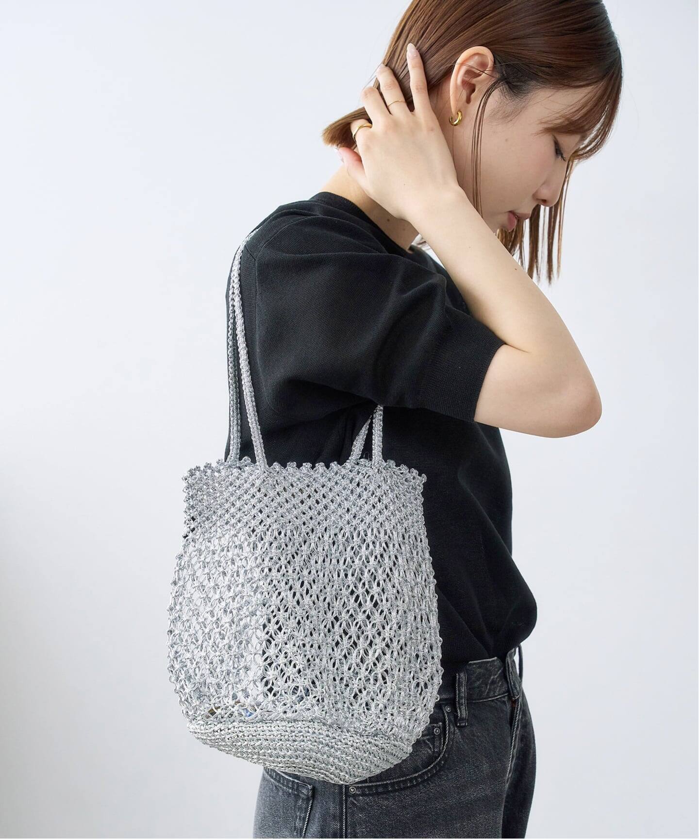 BAGMATI メッシュbag シルバー THE BAGMATI/バクマティ メタリックメッシュ BAG（ハンドバッグ）｜LE