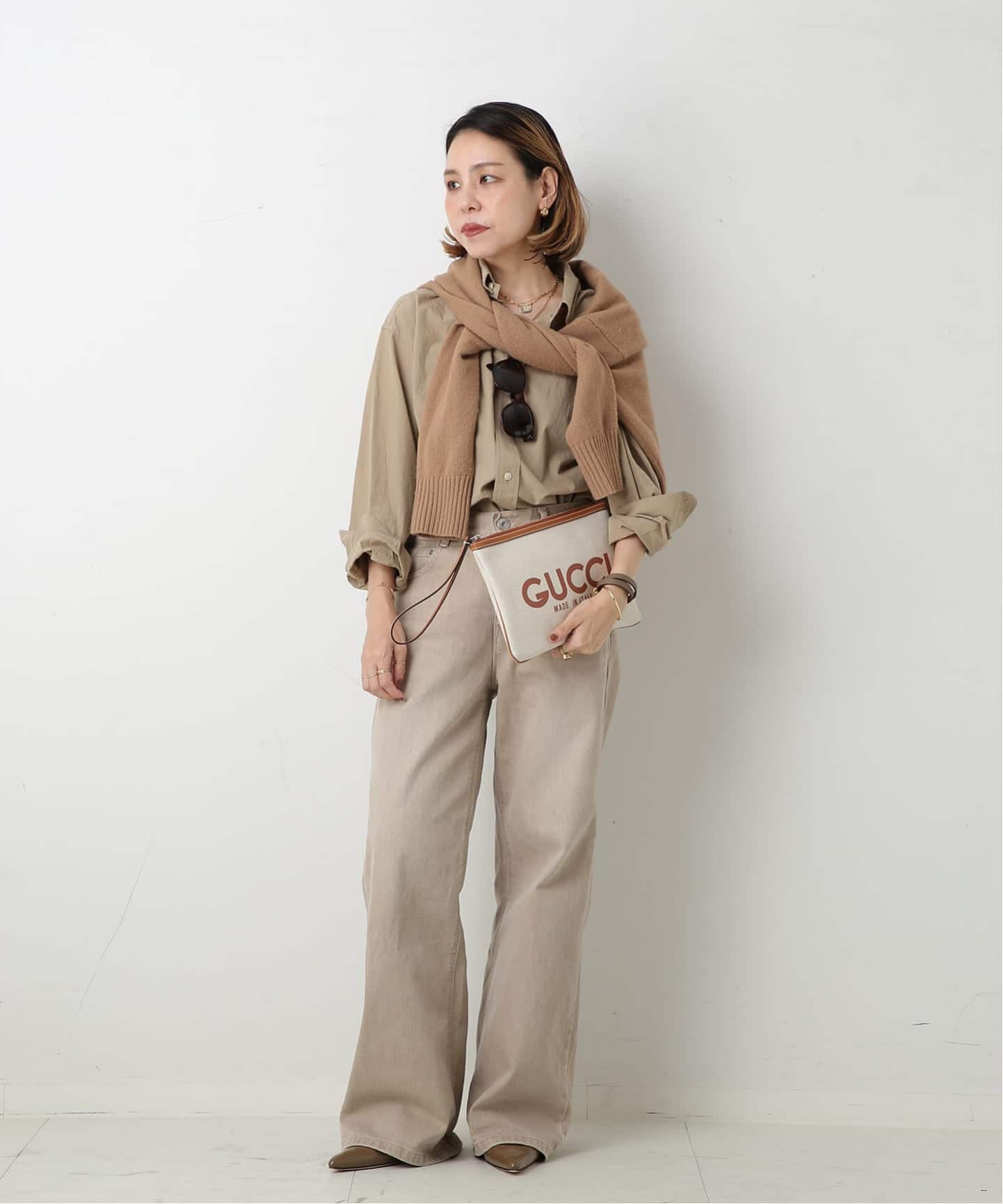 GUCCI ベージュ クラッチバッグ GUCCI/グッチ】クラッチバッグ logo canvas（クラッチバッグ