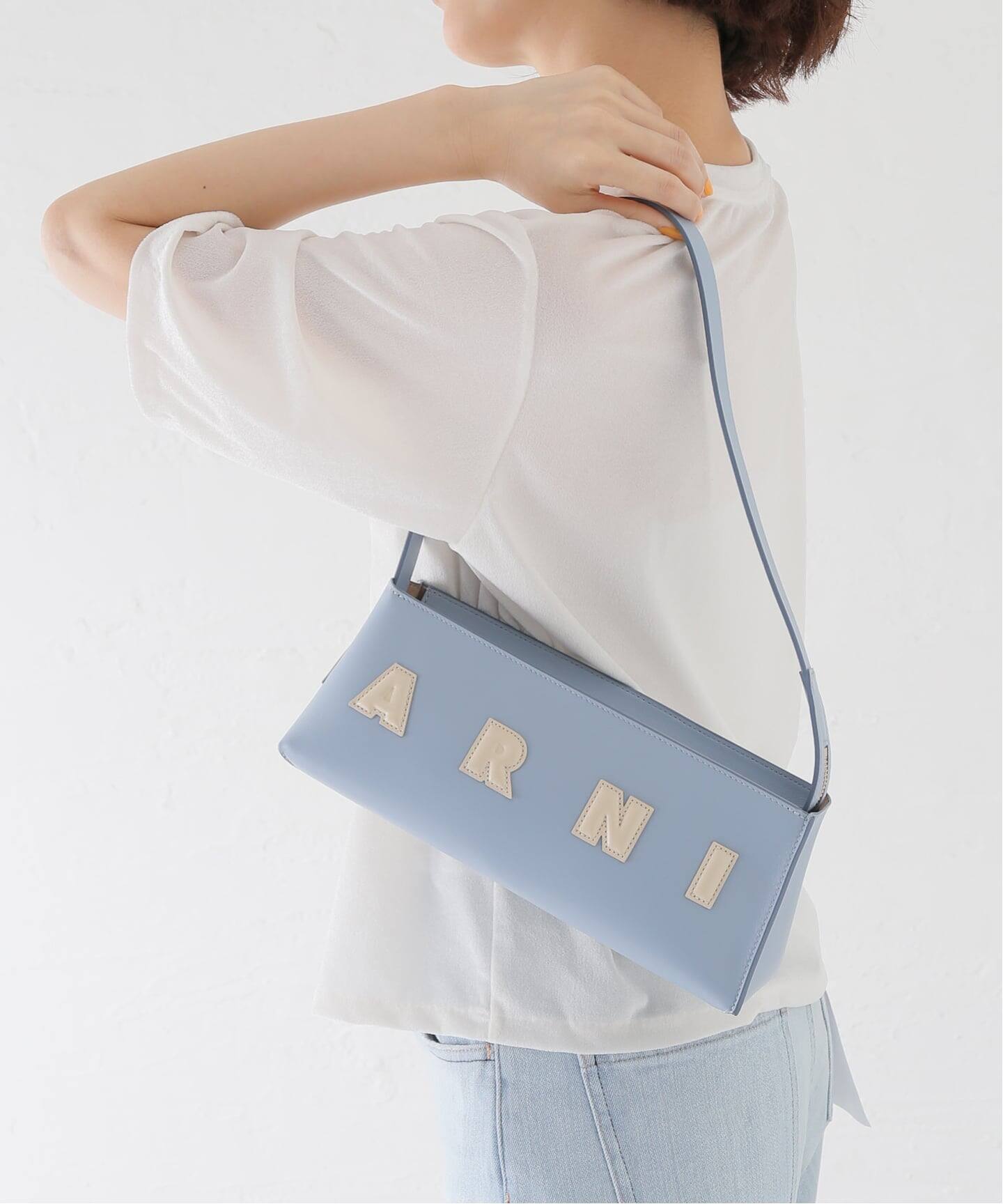h*︎様 MARNI スモール ガセット バケット ショルダーバッグ ブルー MARNI/マルニ コンパクトバゲットバッグ SBMP0248U0P6483（ショルダー