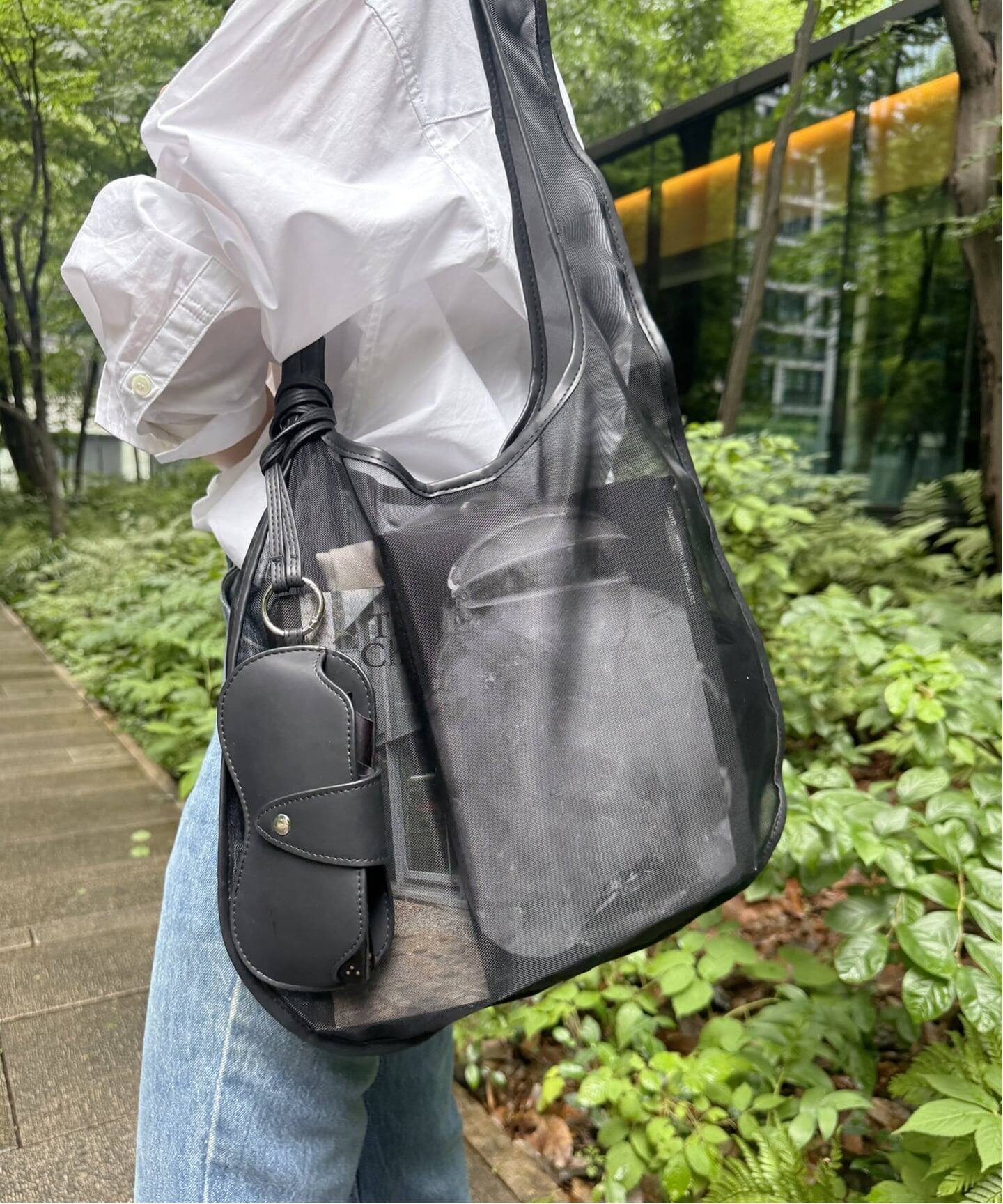 Left Bank Books SLOBE別注 グラスホルダー付きメッシュトートバッグ 