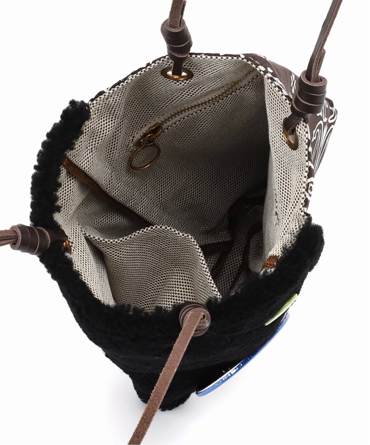 manipuri マニプリ ボアプリントトートS Paris缶バッジ付 H21