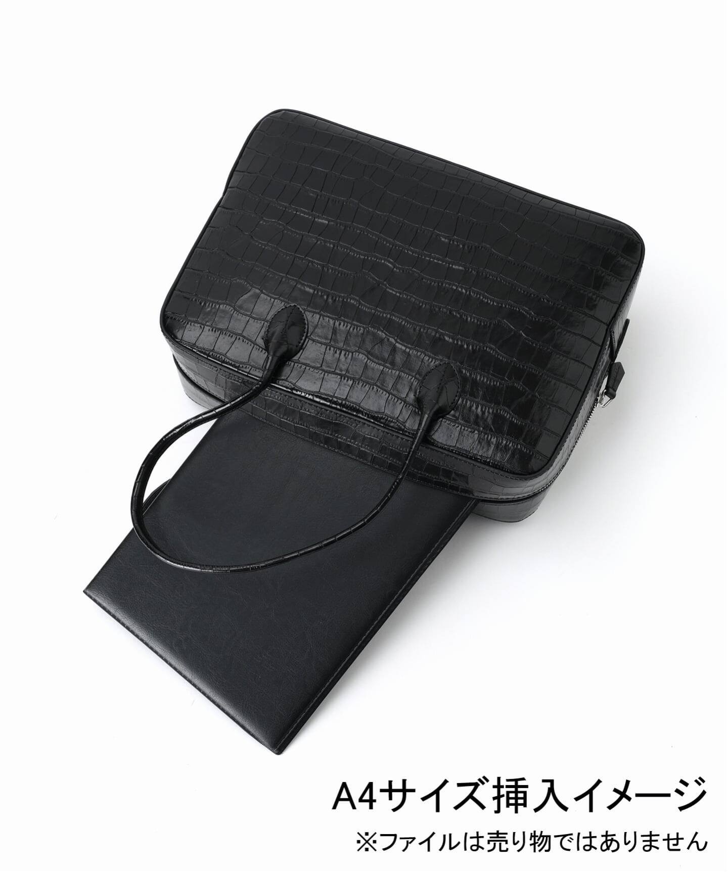 MAISON CANAU メゾン カナウ ボックスボストンL別注クロコ型押し