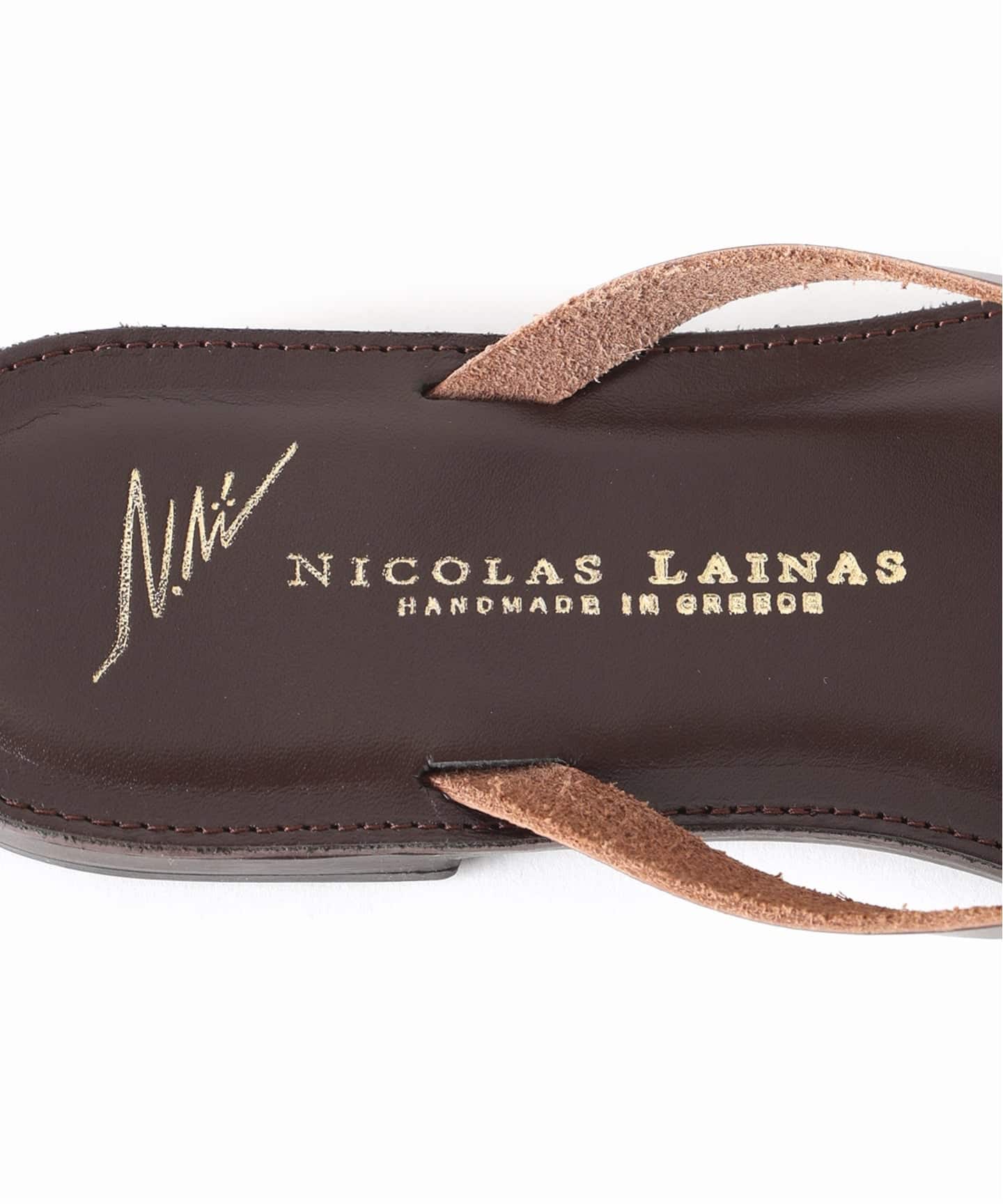 極美品 NICOLAS LAINAS メタリック トングサンダル ブラウン 37 NICOLAS LAINAS/ニコラスライナス トングサンダル（サンダル