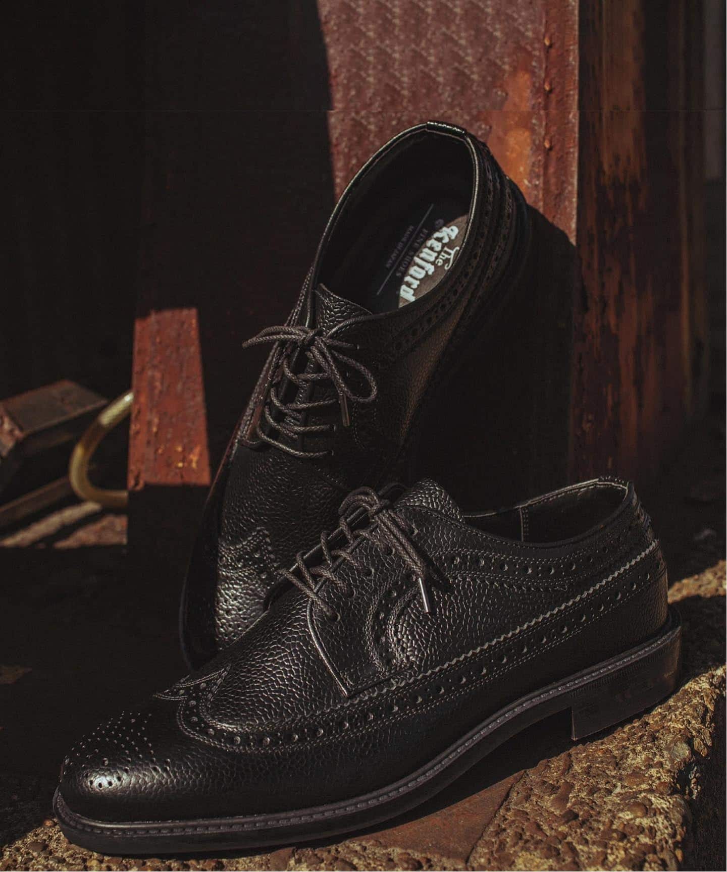 SCOTCHGRAIN 黒 レザー ドレスシューズ The Kenford Fineshoes CLASSIC WING TIP/SCOTCH GRAIN（レザー