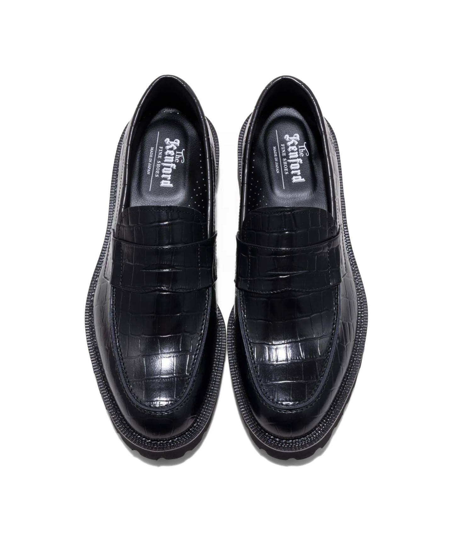 The Kenford Fineshoes NEW CLASSIC COIN LOAFERS/BLACK CROCODILE 