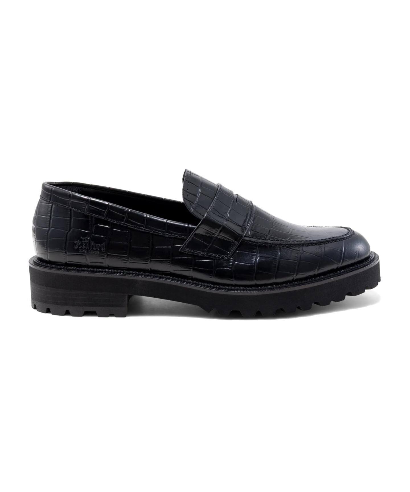 The Kenford Fineshoes NEW CLASSIC COIN LOAFERS/BLACK CROCODILE 