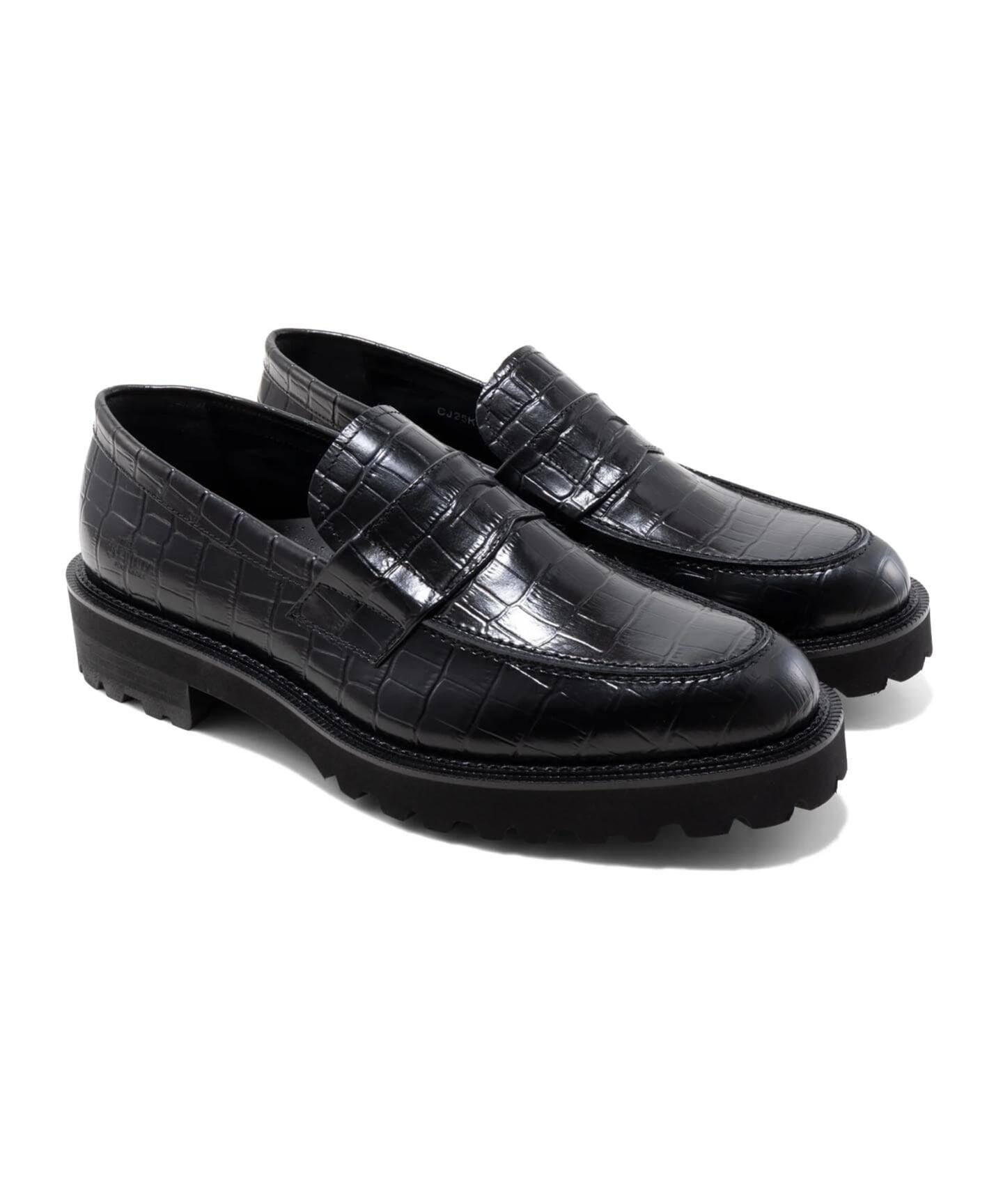 The Kenford Fineshoes NEW CLASSIC COIN LOAFERS/BLACK CROCODILE 