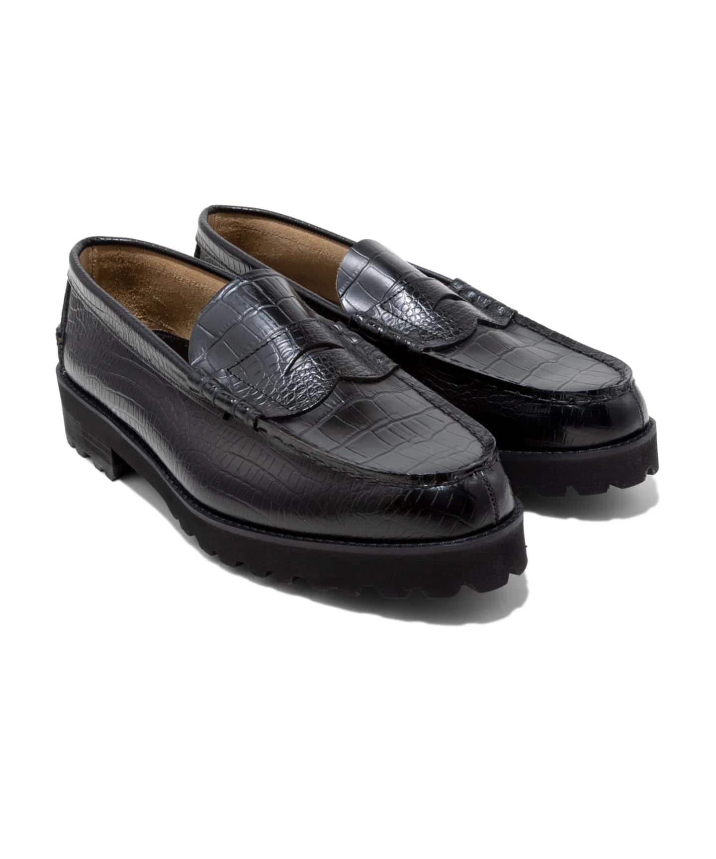 靴 EMBOSSED LOAFERS / BLACK CROCODILE COMBI The Kenford Fineshoes EMBOSSED LOAFERS / BLACK CROCODILE COMBI