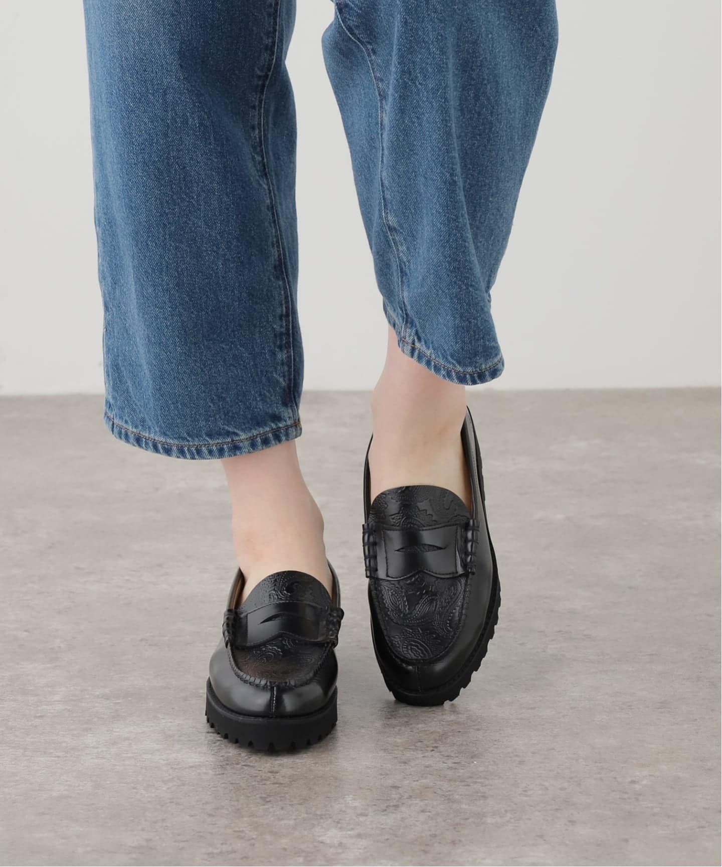 kenford TANK SOLE LOAFERS BLACK PAISLEY Kenford Fine Shoes 