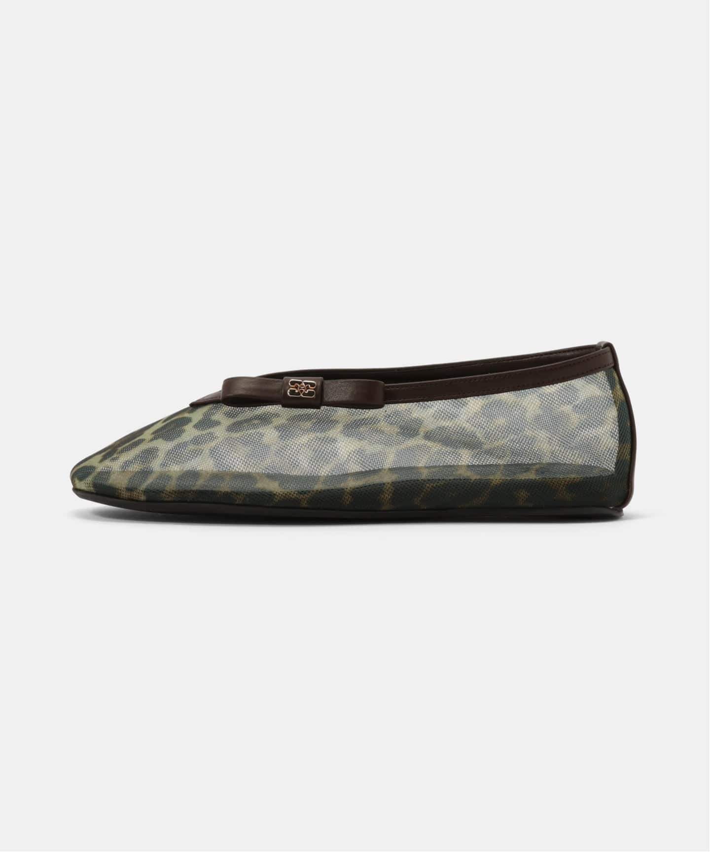 GANNI / ガニー Jenny Ballerina Printed Mesh Bow（バレエシューズ