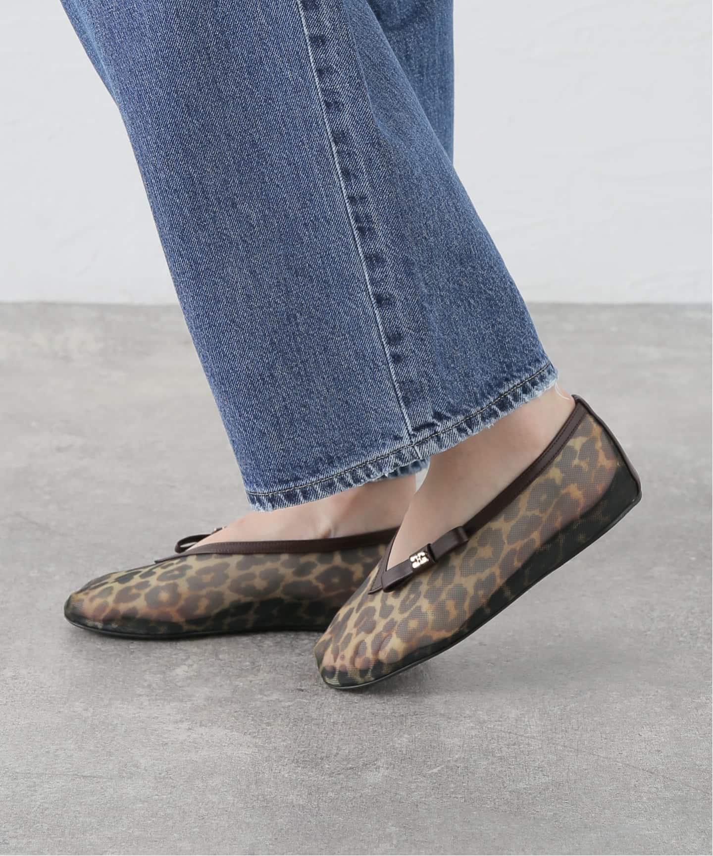GANNI / ガニー Jenny Ballerina Printed Mesh Bow（バレエシューズ