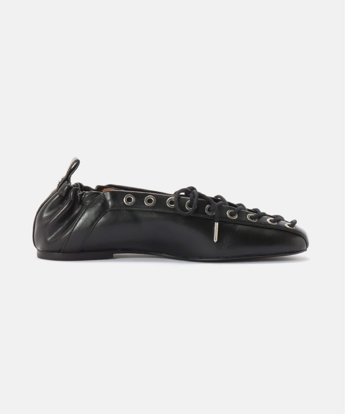 ガニー✨新品未使用 アイレットバレリーナシューズ ブラック サイズ37 GANNI / ガニー Eyelets Lace Up Ballerina Crinkle（バレエシューズ