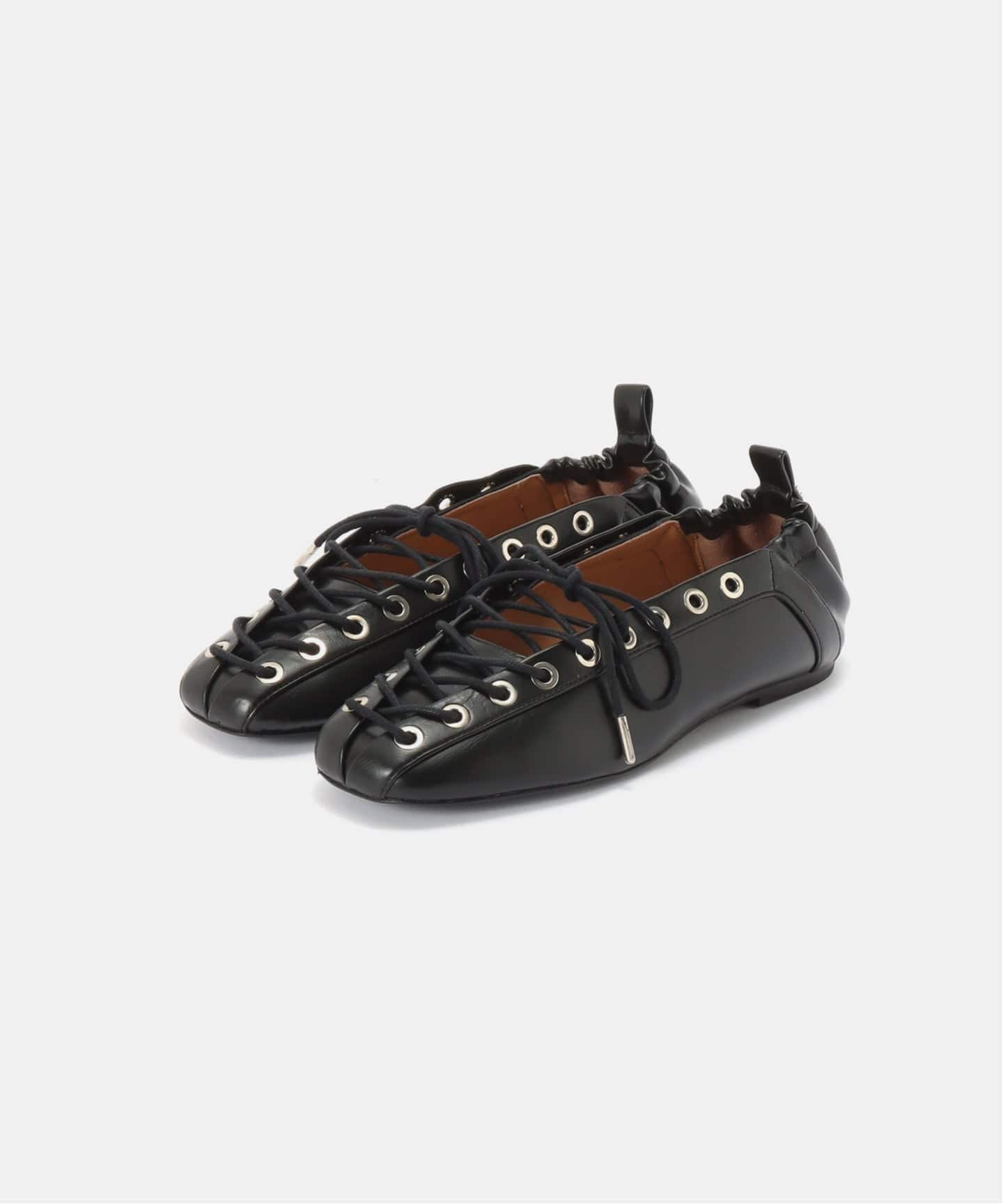 GANNI / ガニー Eyelets Lace Up Ballerina Crinkle（バレエシューズ