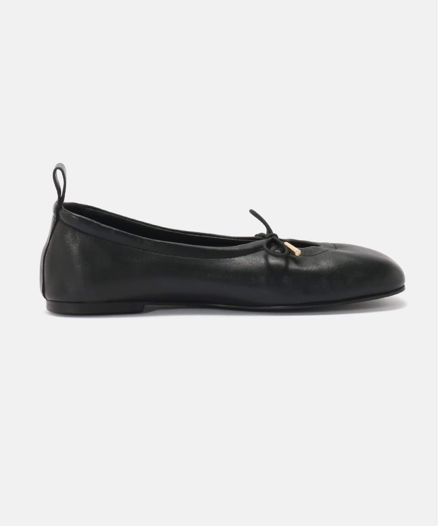ALOHAS/アロハス】 Rosalind Black Leather Ballet Fla：バレエ