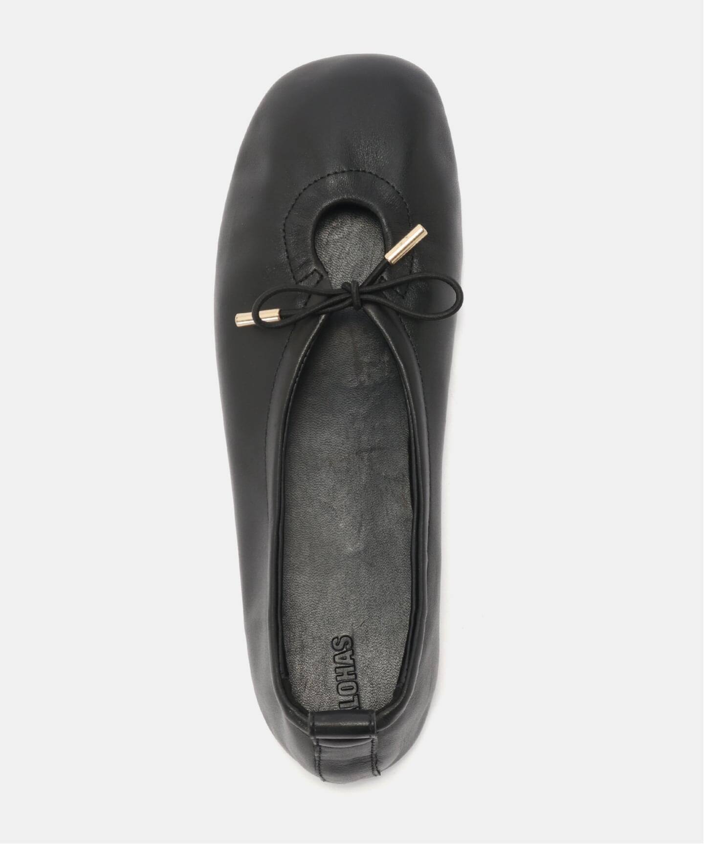 ALOHAS/アロハス】 Rosalind Black Leather Ballet Fla：バレエ