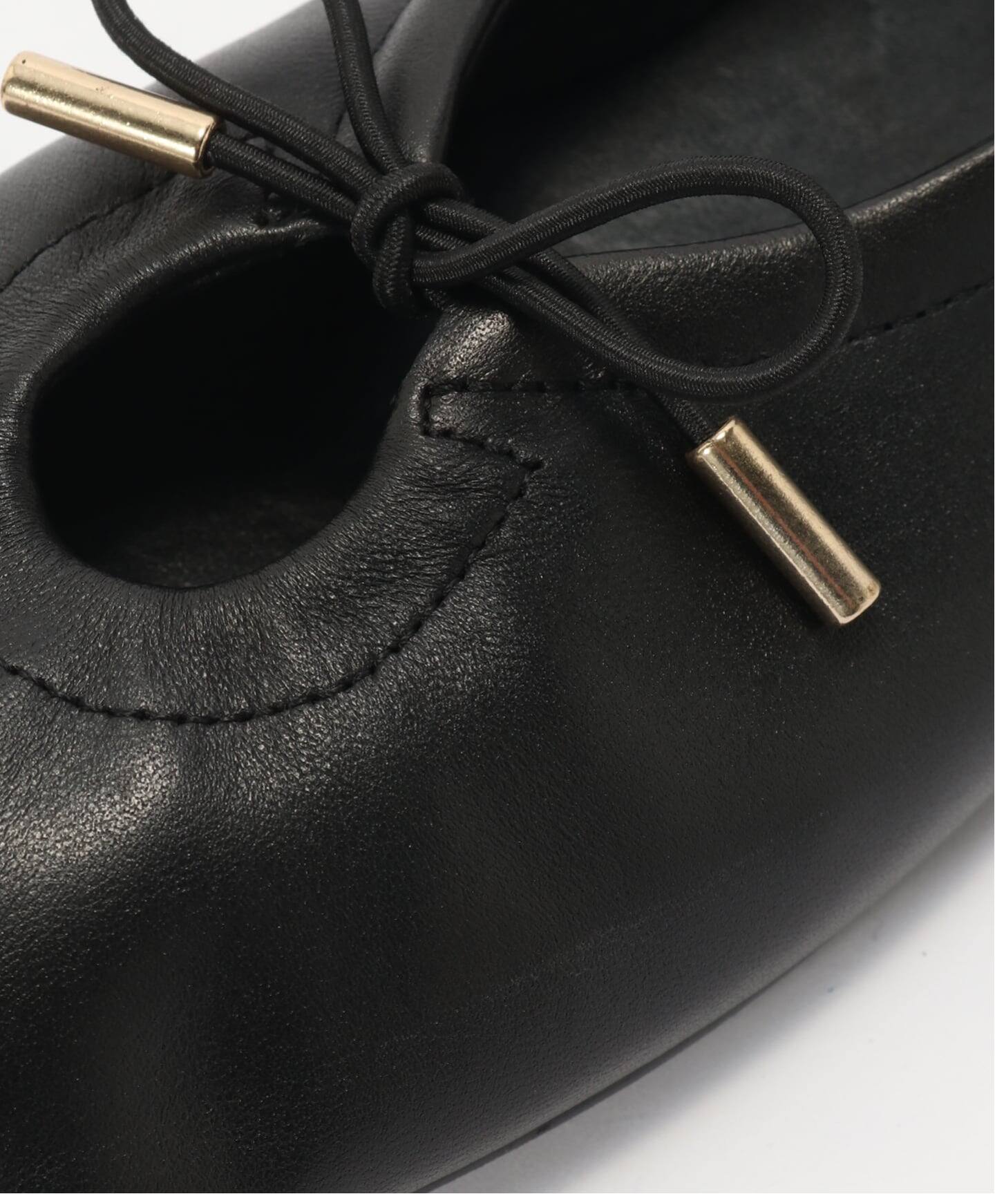 ALOHAS/アロハス】 Rosalind Black Leather Ballet Fla：バレエ