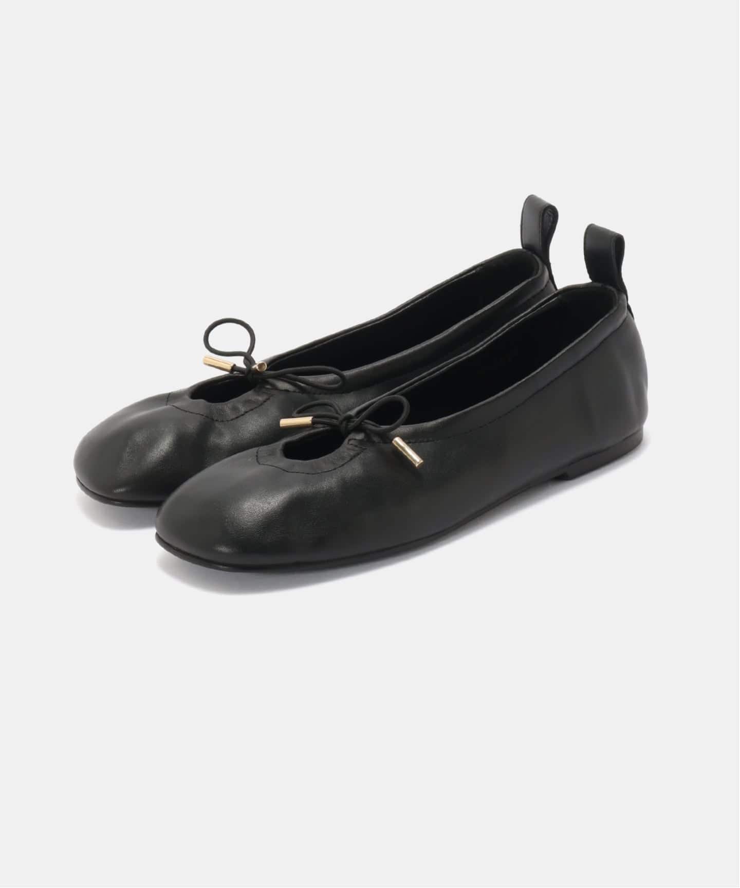 ALOHAS/アロハス】 Rosalind Black Leather Ballet Fla：バレエ