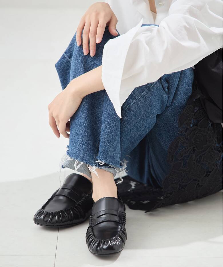 ALOHAS/アロハス】Aven Black Leather Loafers：ローファー 