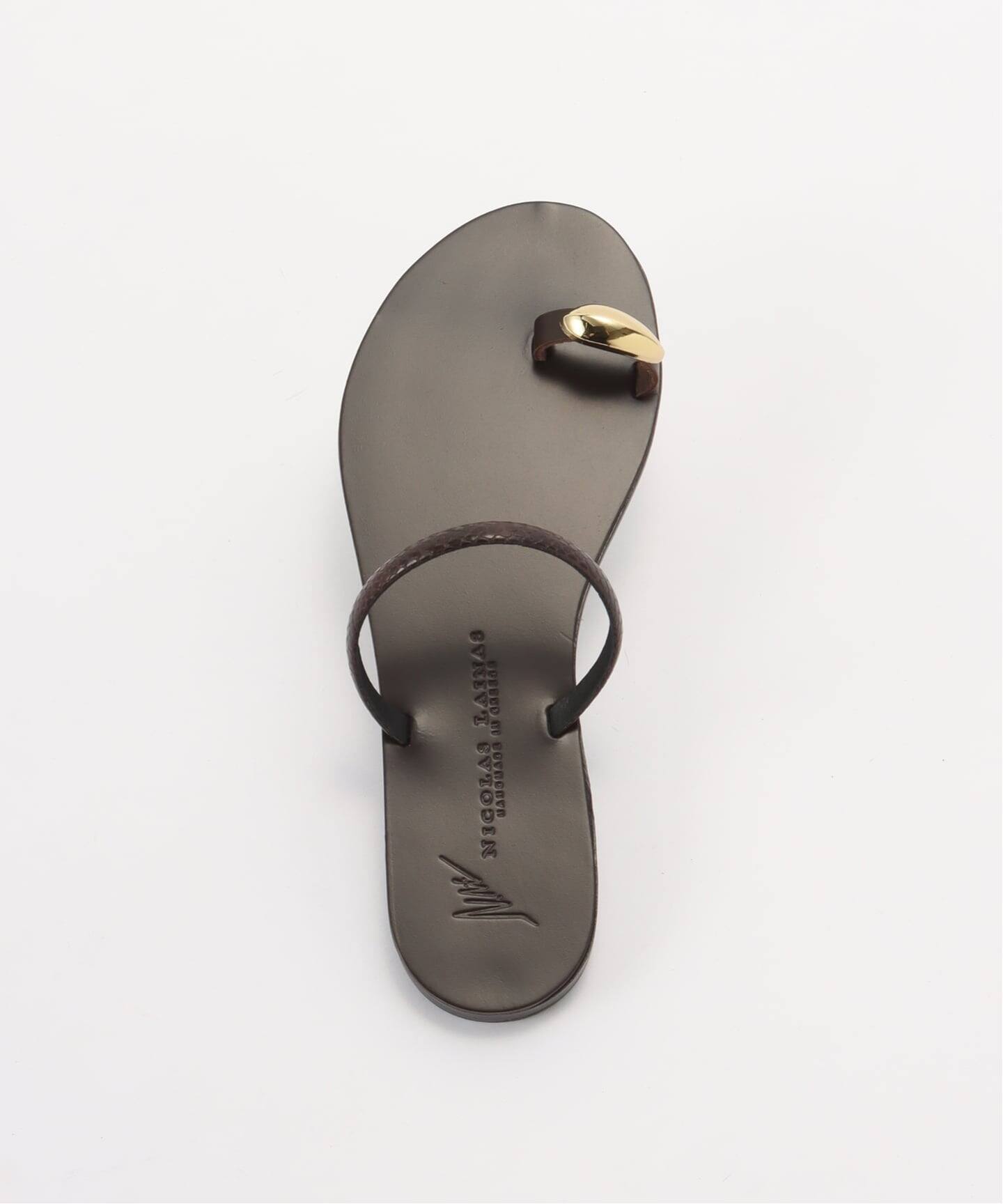 NICOLAS LAINAS/ニコラスライナス】BROWN SNAKE SANDAL（サンダル