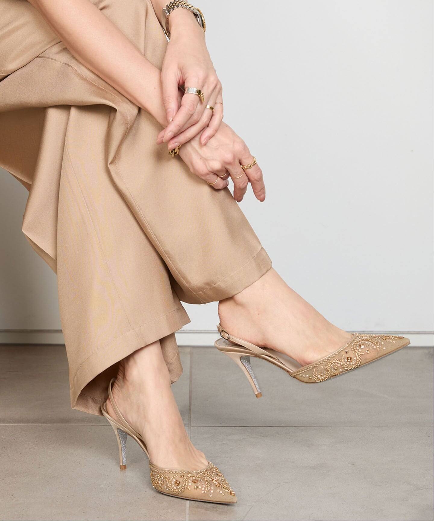RENE CAOVILLA/レネ カオヴィラ】 BIJOU SLINGBACK ミュール（その他 