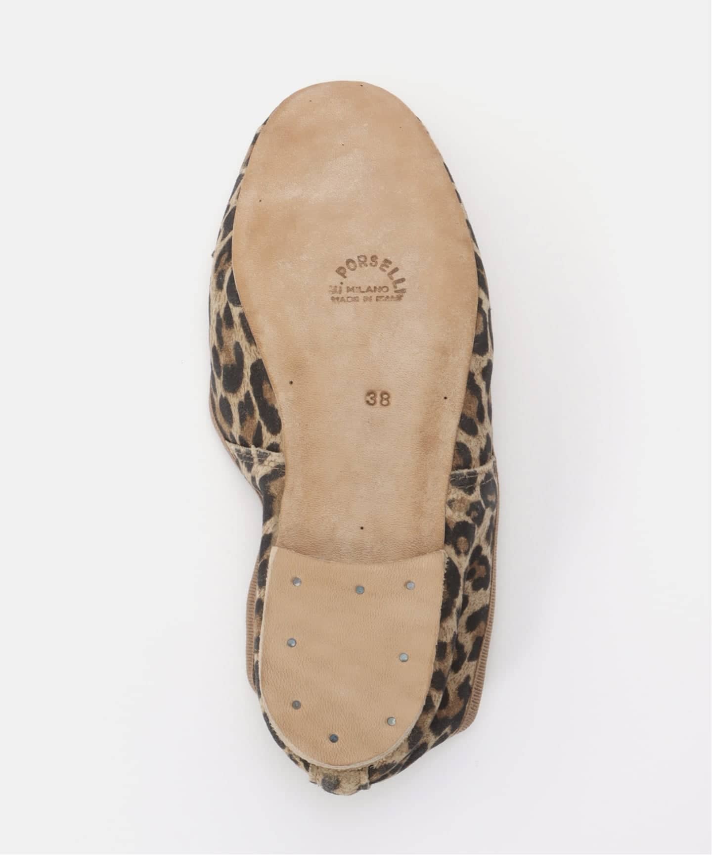 たま 新品 porselli ポルセリ レオパード 豹柄 ひょう 39 E.PORSELLI PORSELLI ポルセリ バレエシューズ BALLERINE CAMOSCIO