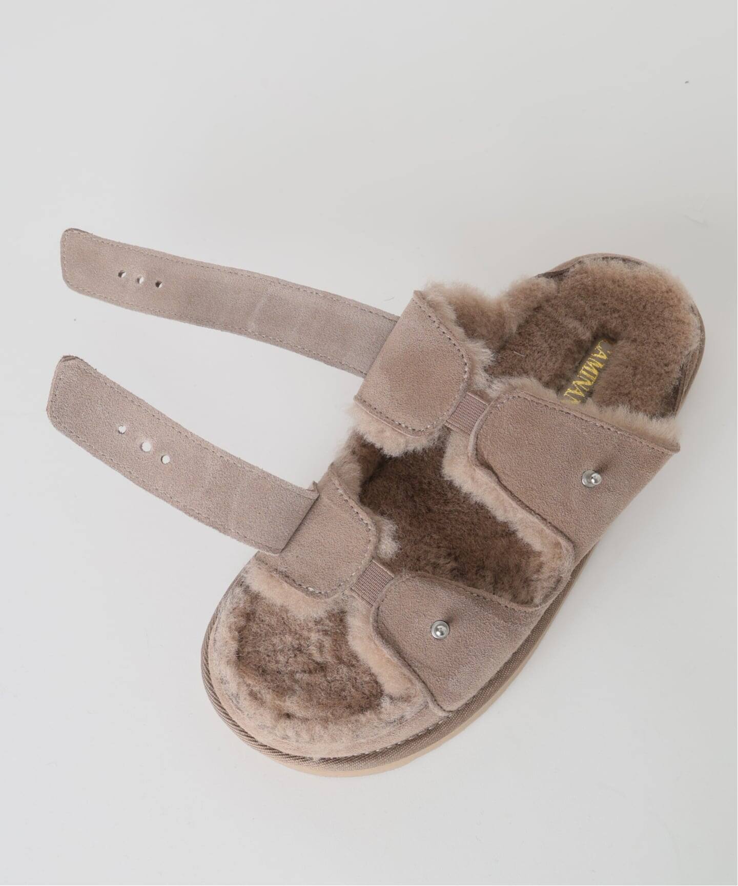 CAMINANDO カミナンド ファー サンダル 8 ブラウン 予約》CAMINANDO / カミナンド 別注 W STRAP FUR サンダル（サンダル