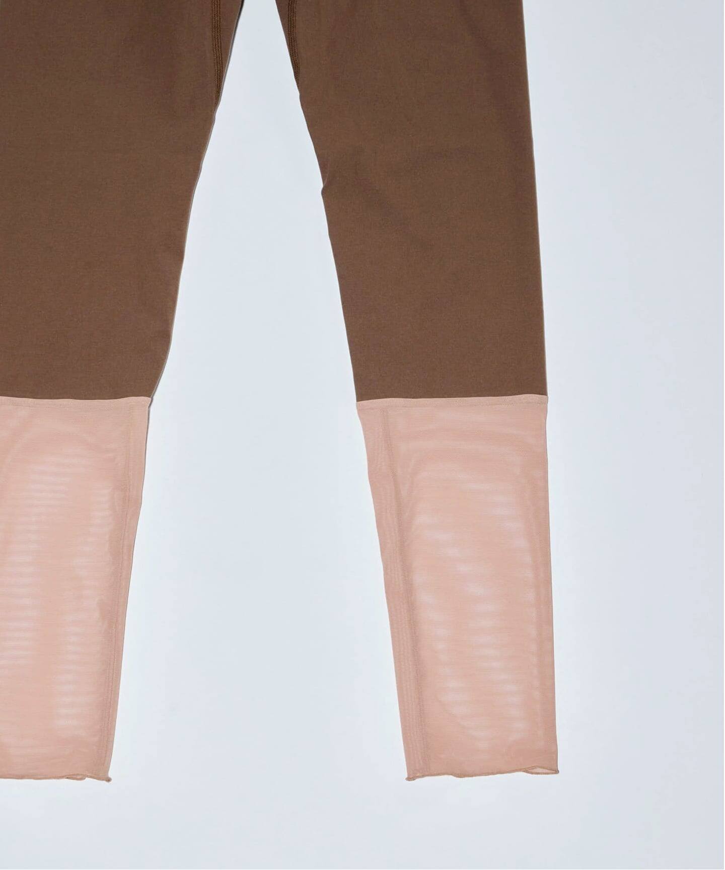 新品タグ付【OVERNEATH オーバーニース】ネットレギンス　ベージュ　S OVERNEATH NETCOMBO LEGGINGS091：レギンス（レギンス・スパッツ