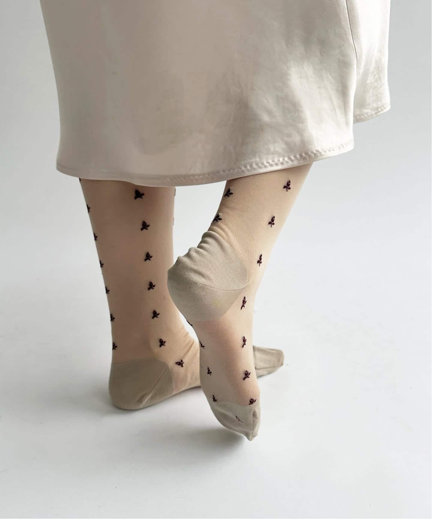 babaco/ババコ】Tiny Flower Sheer Knee High Socks（ソックス・靴下