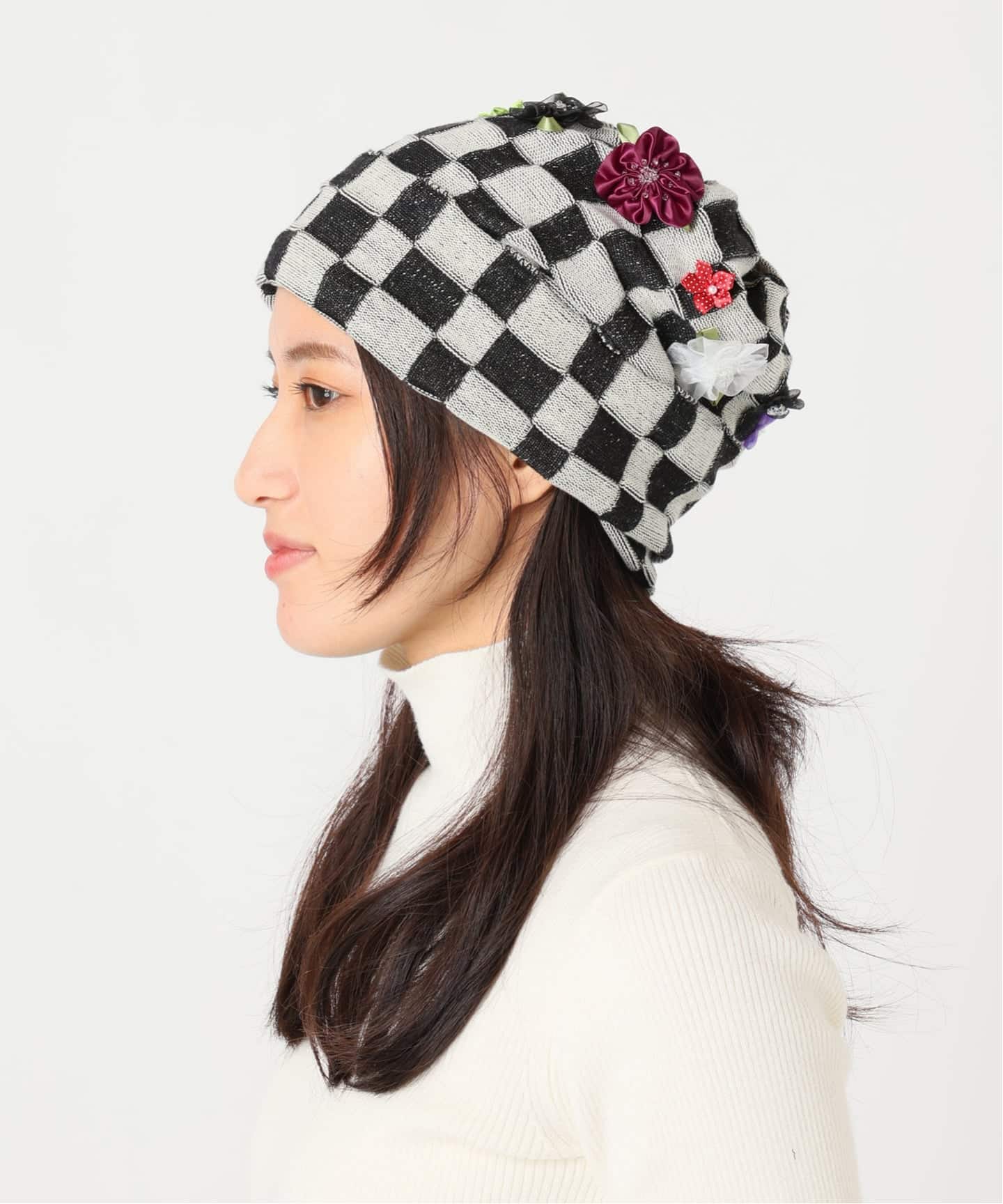 予約》YANYAN CHECK BEANIE YYW26-1732：ニットキャップ（ニット