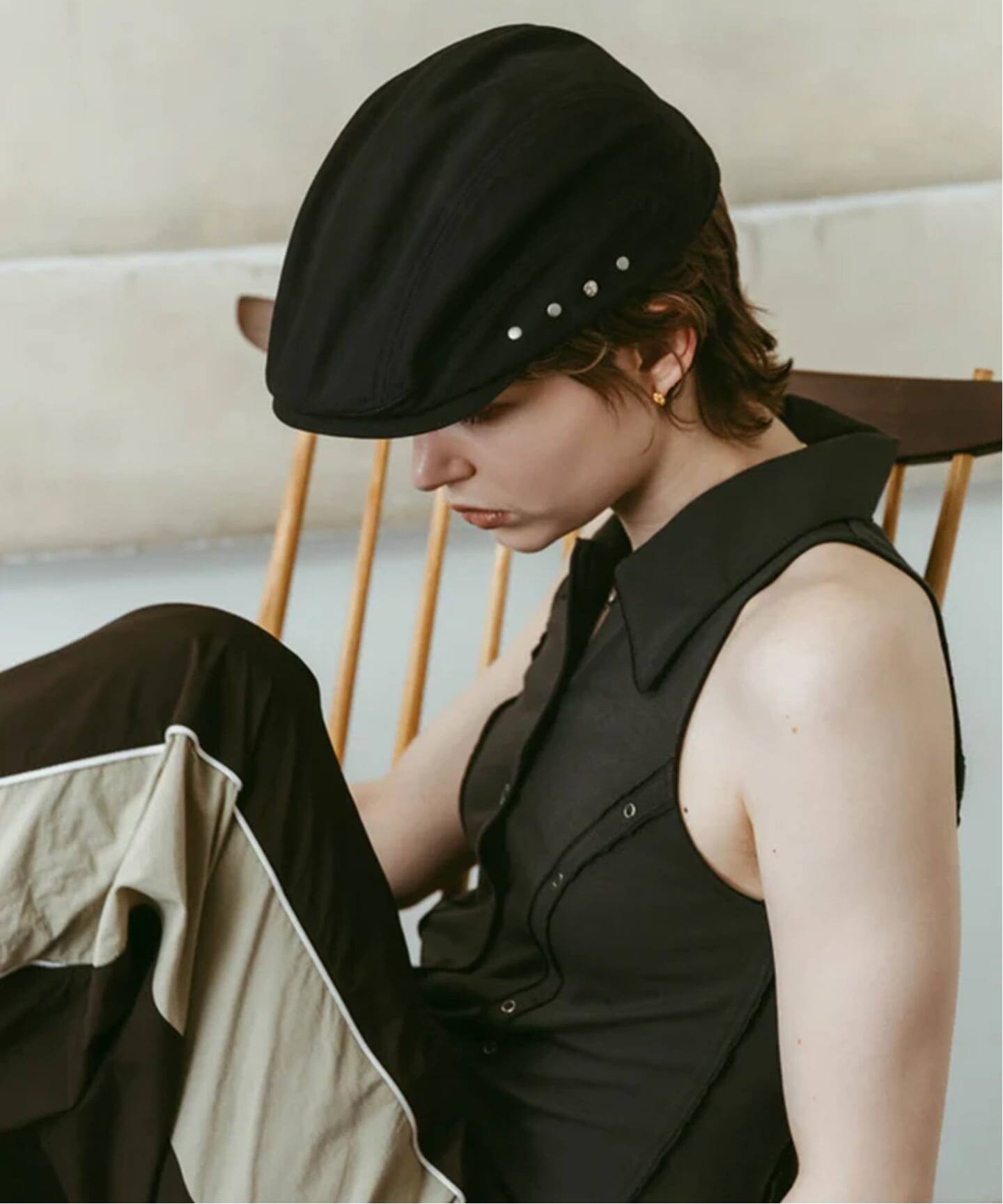 帽子 knuth marf studded hunting cap black KnuthMarf studded hunting cap（ハンチング／ベレー）｜BOICE FROM
