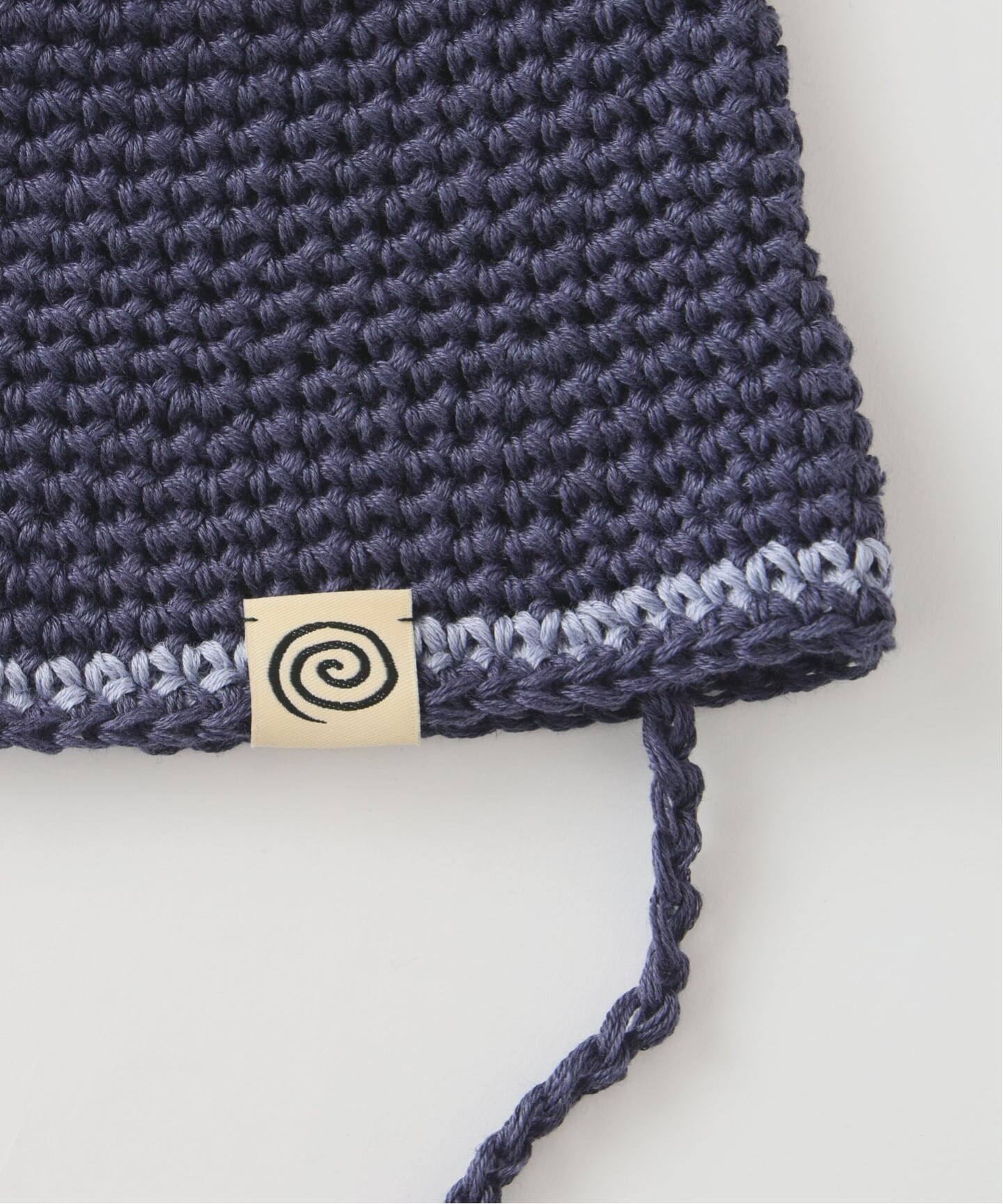 SOL soonerorlater ネイビー 編み込み　ニット帽 ビーズ付き SOL soonerorlater / スーナーオアレイター HAND KNITTED HEMP HAT
