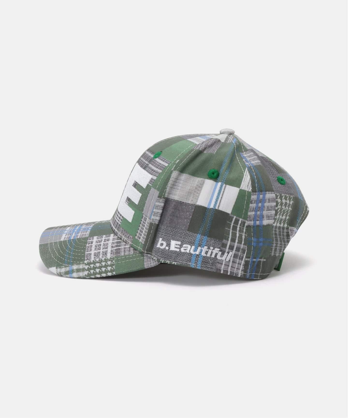b.Eautiful/ビューティフル】b.E Hat(GREEN MIX CHECKER)（キャップ