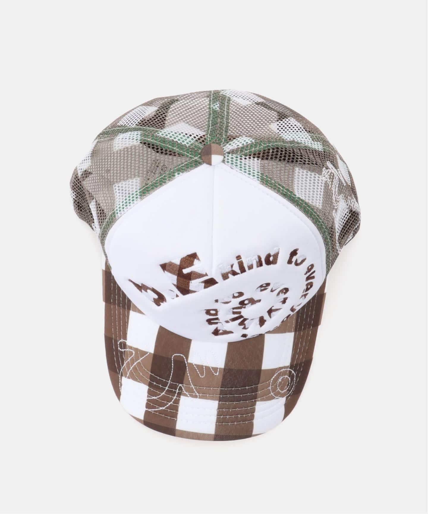 b.Eautiful/ビューティフル】 Bi Foam Trucker Hat（BROWN CHECKER