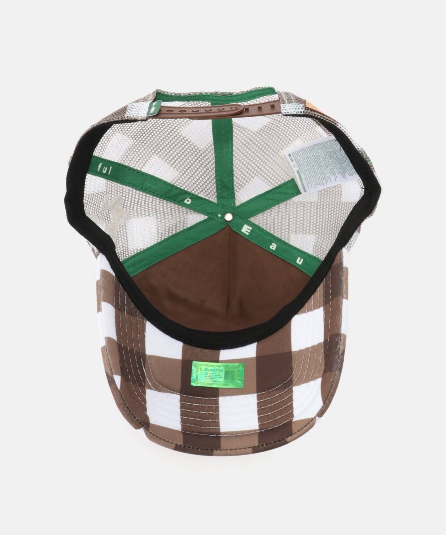 b.Eautiful/ビューティフル】 Bi Foam Trucker Hat（BROWN CHECKER