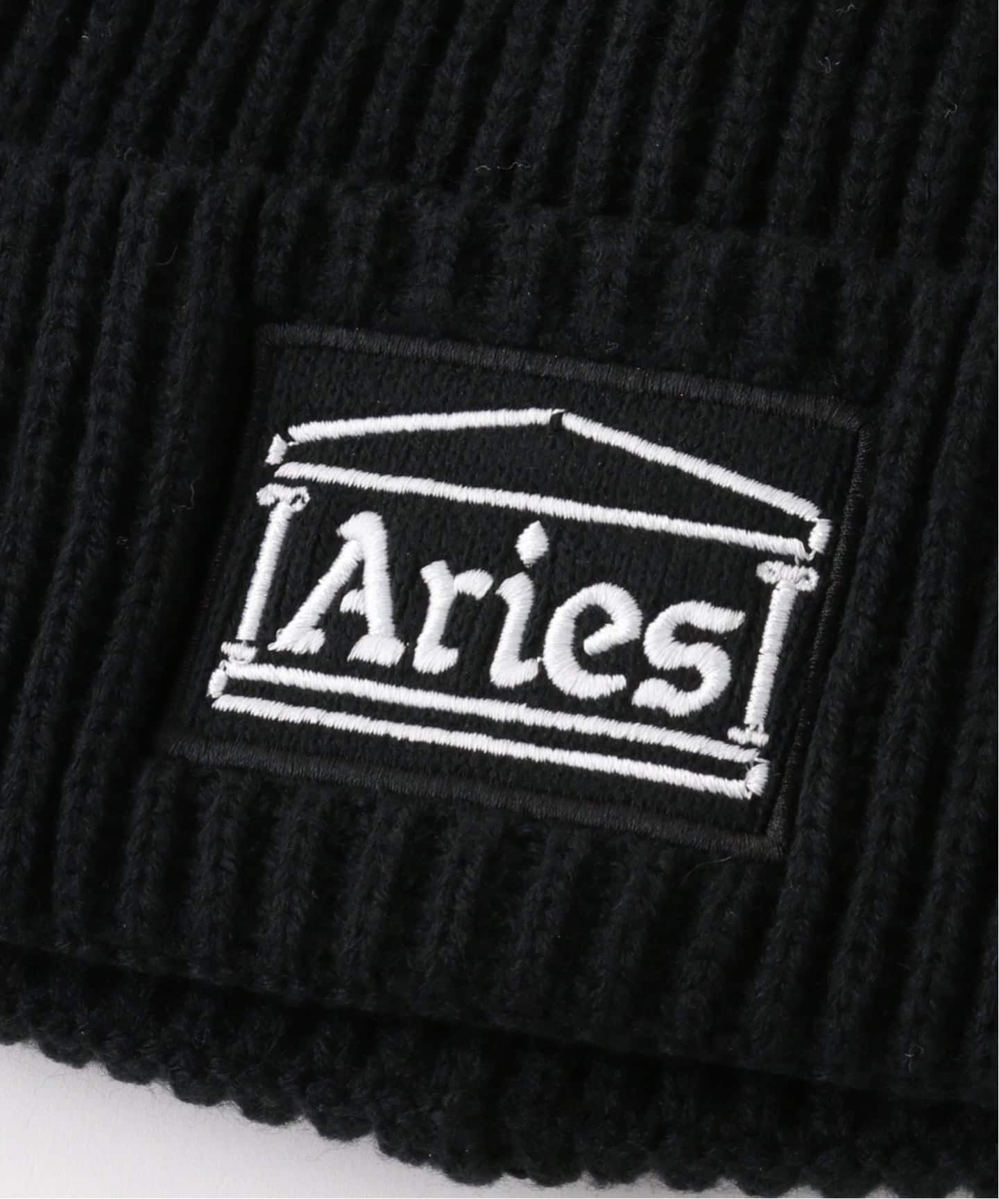 ARIES / アリーズ】 Temple Patch Rib Knit Beanie（ニットキャップ