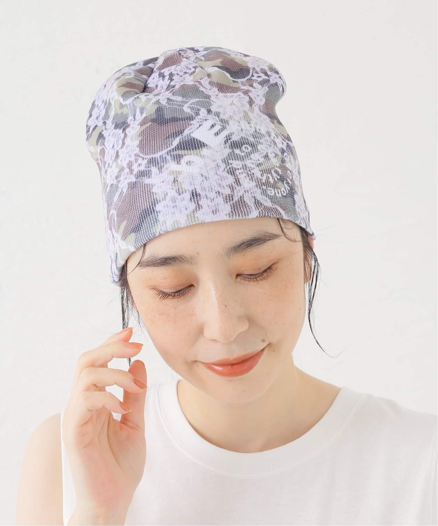 b.Eautiful/ビューティフル】Lace Camo Beanie（GREEN / WHIT