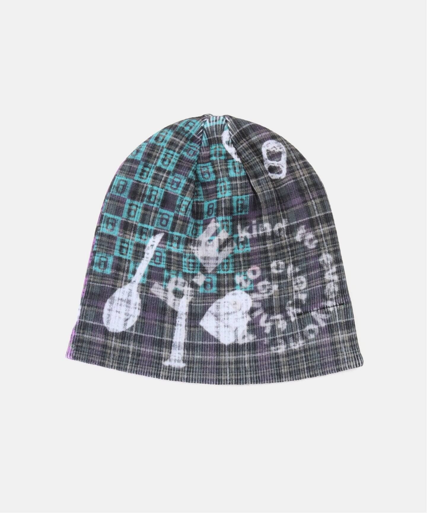 b.Eautiful x LEO GON'DO Plaid Beanie（GREY）（ニットキャップ